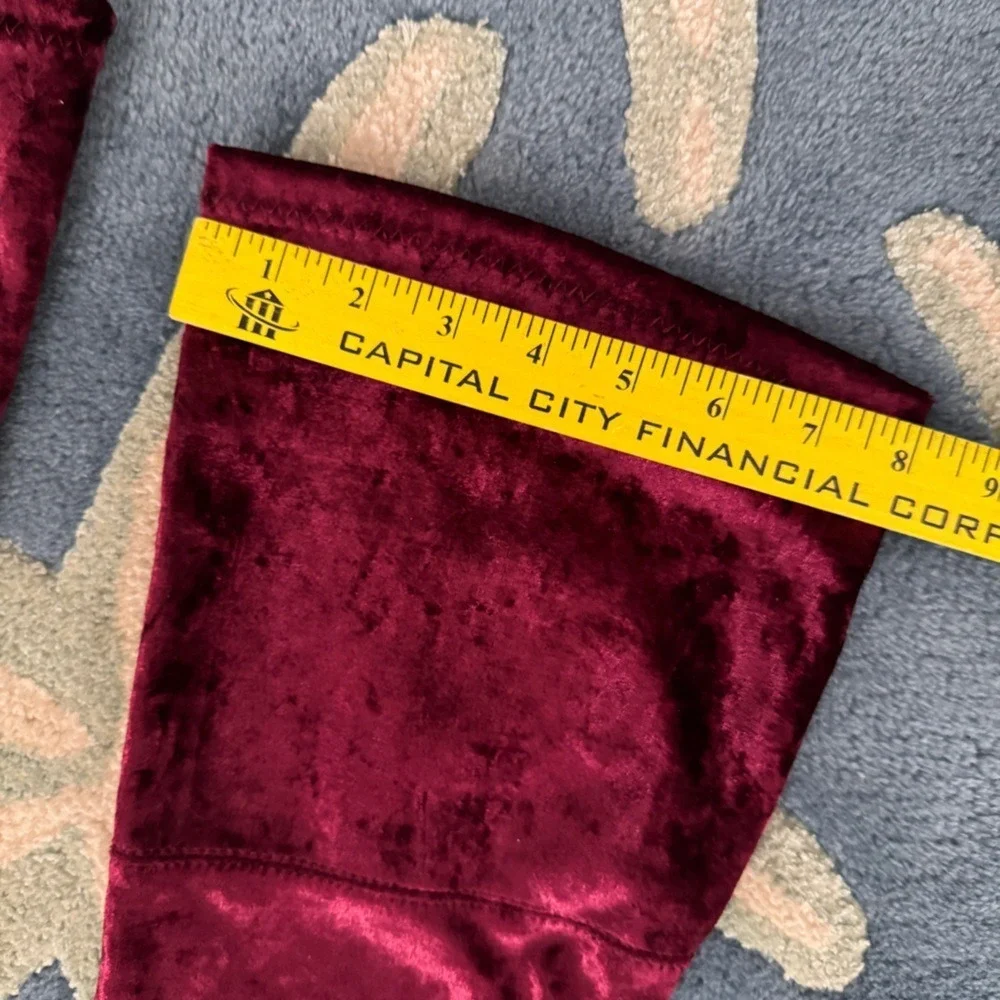 Catherine Malandrino Over‎ The Knee Velvet Boots Burgundy Tie Back Heeled 7.5